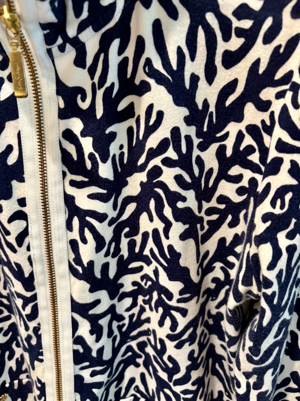 Lilly Pulitzer Leona “Good Reef” Coral-Print Zip Jacket Sz Large - Picture 4 of 5